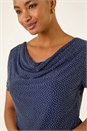 Navy Embellished Cowl Neck Top, Image 5 of 5