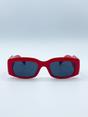 Red SVNX Red Chunky Rectangle Sunglasses in Red, Image 1 of 6