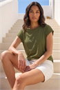 Olive Stretch Cotton Jersey T-Shirt, Image 1 of 4