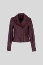 Burgundy Real Veg Tanned Leather Plain Biker Jacket, Image 2 of 5