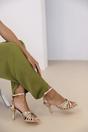 Gold Where's That From Gold 'Cyprus' Multi Cross Over Strap Mid Heels, Image 2 of 4