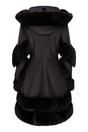 Black Flared Leather Hooded Cape Coat-Mandal, Image 4 of 6