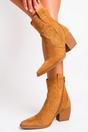 Camel Laura Suede Cowboy Ankle Length Boots, Image 5 of 8