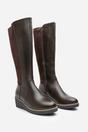 Brown 'Livia' Knee High Wedge Boot Stitch Detail, Image 4 of 6