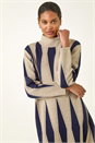 Navy  Abstract Knit Jumper Dress, Image 4 of 5