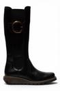 Black Womens Leather Knee-High Boots-SOIF360, Image 1 of 5