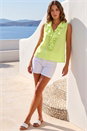 Lime Petite Frill Front Vest Top, Image 3 of 4