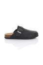 Black AJVANI Black Flat Footbed Sandals Mules, Image 2 of 4