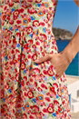 Red Floral Print Tea Midi Dress, Image 4 of 4