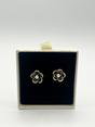 Gold Black Floral Pearl Stud Earrings in Gold - Gift Boxed, Image 4 of 5