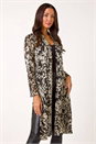 Gold Foil Leaf Print Plisse Kimono, Image 2 of 5