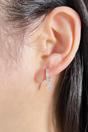 Silver Sterling Silver CZ  Huggie Hoop Drop Earrings, Image 2 of 3