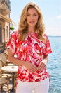 Pink Abstract Ruched Side Stretch Top, Image 1 of 4