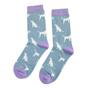 Blue 1 Pack Ladies Novelty Dog Pattern Bamboo Socks, Image 4 of 5