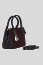 Brown Genuine Leather and Suede Handbag with Detachable Crossbody Strap, Image 4 of 4