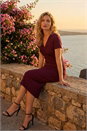 Wine Petite Textured Twist Midi Dress, Image 1 of 6