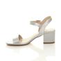 Silver AJVANI Silver Mid Block Heel Buckle Strappy Sandals, Image 3 of 6