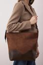 Brown Suede and Leather Panel Shoulder Bag, Image 1 of 5