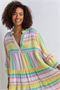 Yellow Aztec Print Tiered Dress, Image 4 of 5