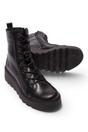 Black Womens Leather Heel Combat Boots-TERY553, Image 5 of 5