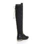 Black AJVANI Black Elastic Tie Up Riding Knee High Boots, Image 4 of 6
