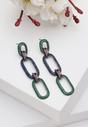 Green Diva Dangle Drop Oval Hoops, Image 2 of 5