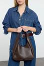 Dark Brown WOVCOR Dark Brown Oval Shoulder Bag With Matching Pouch, Image 2 of 3