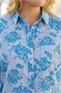Blue Curve Stripe Floral Print Blouse , Image 4 of 4