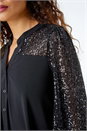 Black Sequin Embellished Detail Blouse, Image 5 of 5
