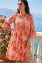 ORANGE Abstract Print Crinkle Smock Dress, Image 1 of 4