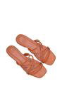 Tan XY LONDON Tan 'Suzzie' Strappy Flat Slip On Square Toe Slider Mule Sandals, Image 5 of 5