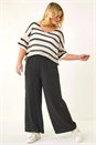 Black Curve Shirred Wide Leg Trouser, Image 2 of 5