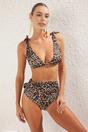 Multi Leopard Print Off-Shoulder Bikini Top, Image 1 of 5