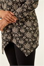 Black Curve Floral V-Neck Stretch Top, Image 5 of 5
