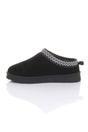 Black Faux Fur Lined Comfy Aztec Embroidered Ultra Mini Booties Slippers, Image 3 of 6