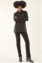 Black Cowl Neck Buttoned Top, Image 1 of 5