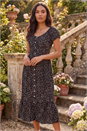 Black Spotty Heart Button Midi Dress, Image 3 of 4