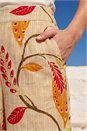 Orange Textured Leaf Print Metallic Trouser, Image 4 of 4