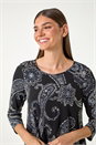 Blue Paisley Print Stretch Tunic, Image 4 of 5