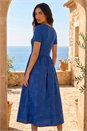 Royal Blue Floral Print Pocket Midi Dress , Image 3 of 4