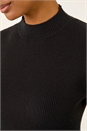 Black Ribbed Knit High Neck Midi Dress, Image 5 of 5