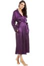 Purple Camille Lingerie Purple Full Length Long Sleeve Plain Satin Wrap, Image 2 of 5