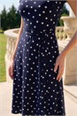 Navy  Spot Print Jersey Stretch Dress, Image 4 of 4