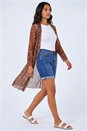 Tan Metallic Animal Print Plisse Kimono, Image 1 of 5