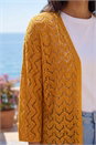 Orange Wave Stitch Detail Knit Cardigan, Image 4 of 4
