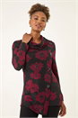 Red Cowl Neck Buttoned Top, Image 1 of 5