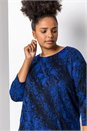 Royal Blue Curve Batwing Sparkle Snake Print Top, Image 4 of 4