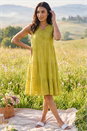 Lime Cotton Trim Detail Smock Dress, Image 2 of 4