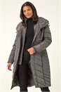 Charcoal Hooded Quilted Coat, Image 4 of 5