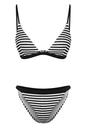 Multi Textured Stripe Triangle Bikini Set with Tie Side, Image 3 of 5